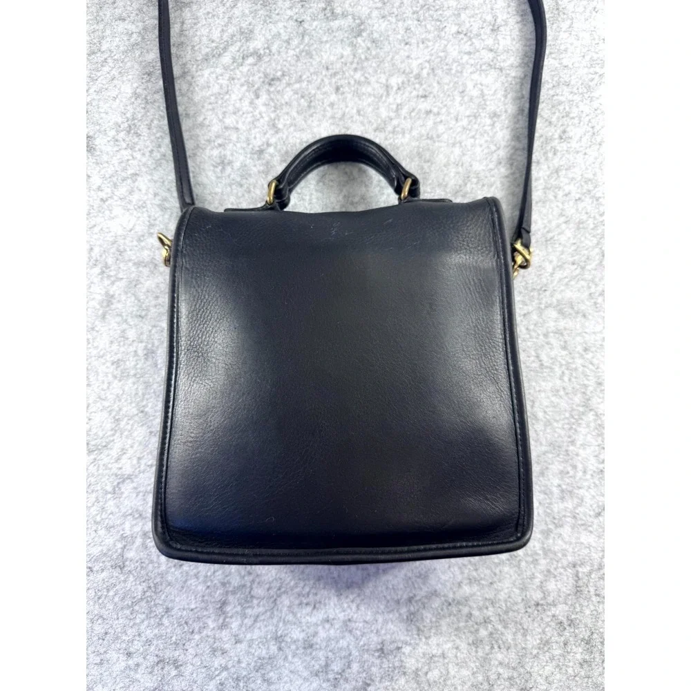 Vintage Coach Willis Top Handle cross Bag Women's Black Leather Inner Pockets